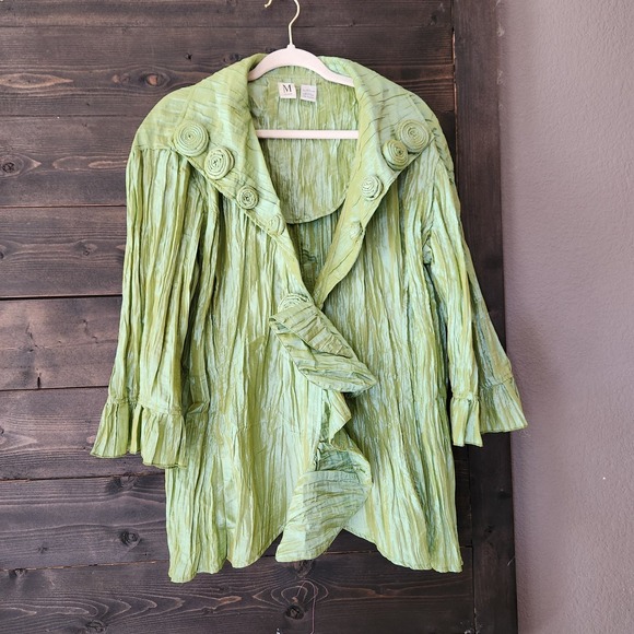 Miland Iridescent Green Maxi Skirt Jacket Set Large Mermaidcore Fairycore Whimsy - Picture 14 of 15